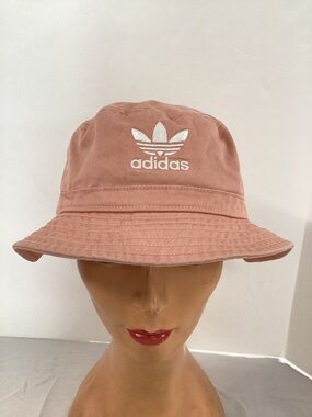 adidas pink embroidered Trefoil bucket hat